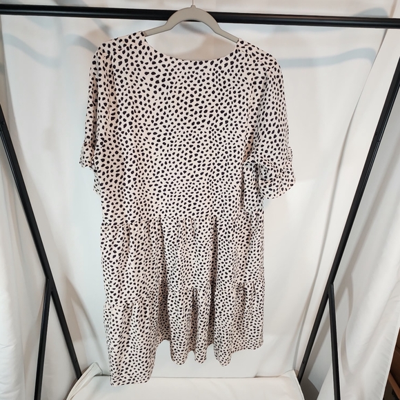 NWT  NCLOOK Loose  Ruffle Dress Crewneck Khaki Spots Size L - Picture 4 of 6